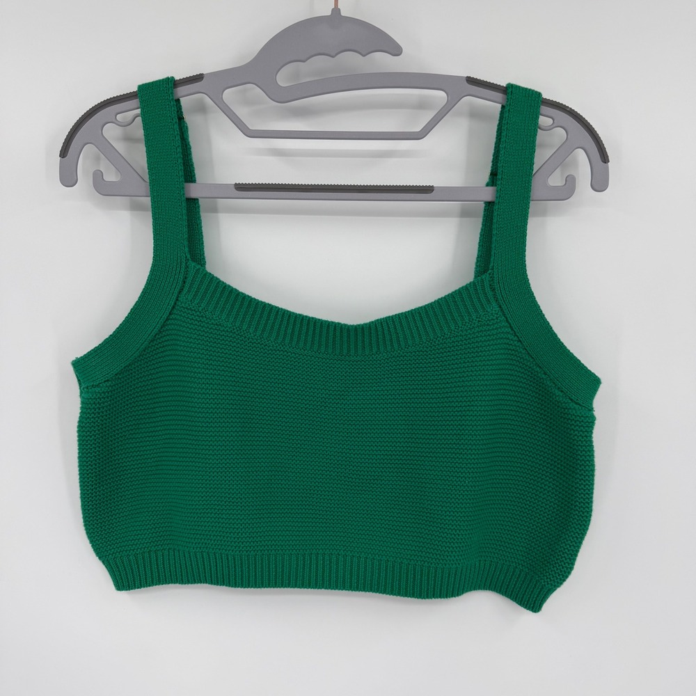 Sabo Green Knit Crop Top Adjustable Straps Emerald Tank XL USA 10
